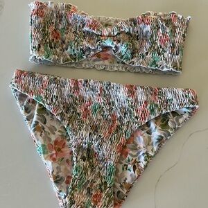 Aila Blue Floral Smocked Bikini Set